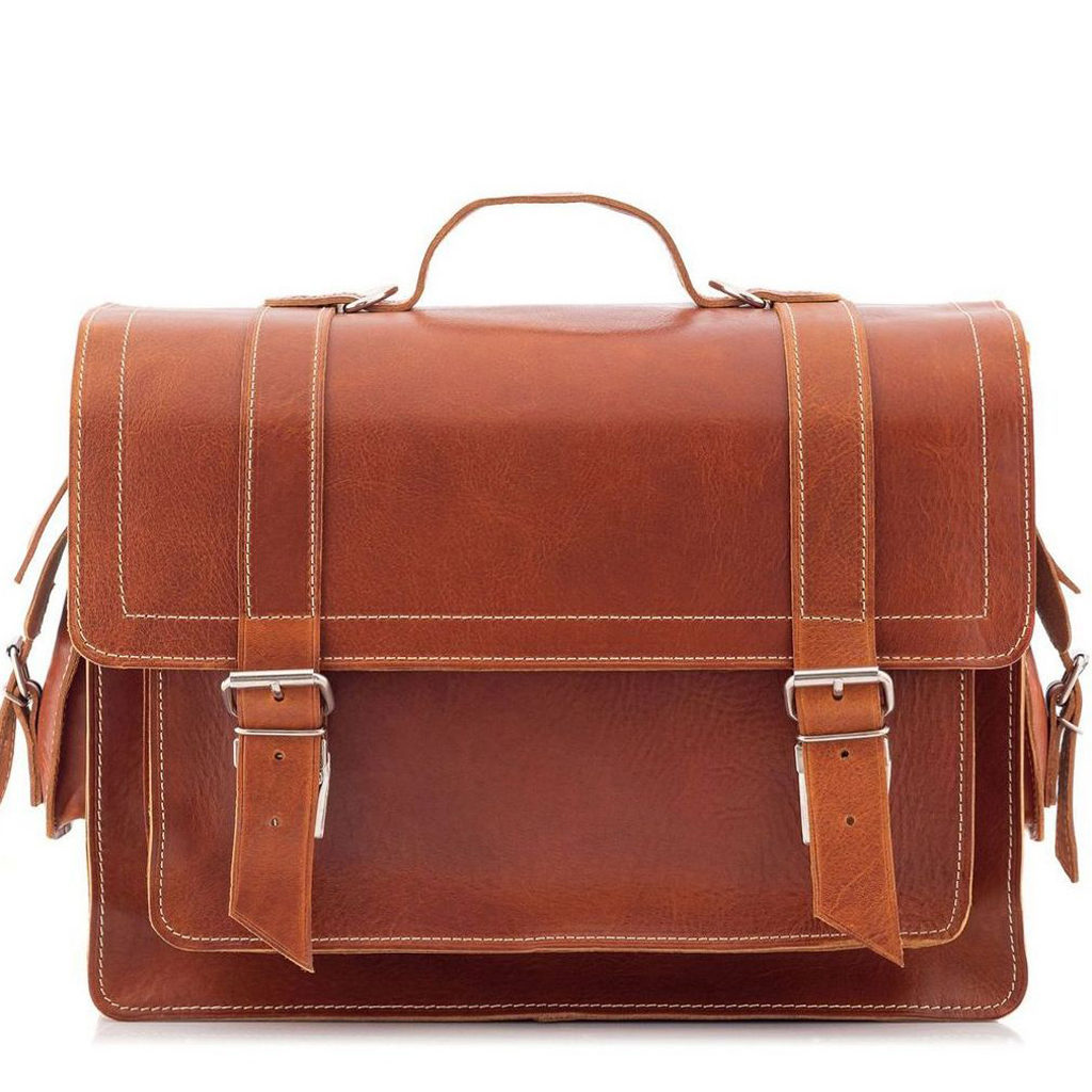 Tornister skórzany i torba vintage 2w1 brązowy BR91